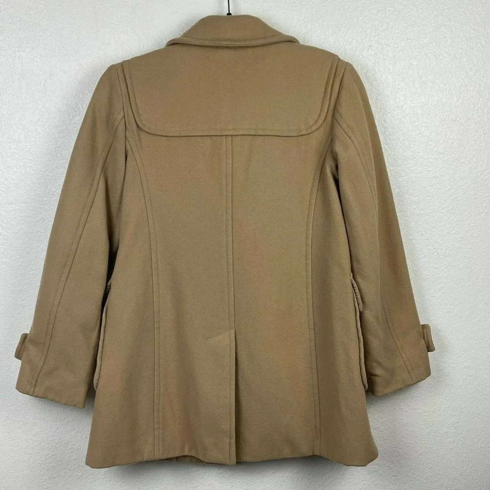 GAP Coat Women's Sz XS Duffle Toggle Collared Pocket Strap Lined Wool Brown Tan - Picture 7 of 11